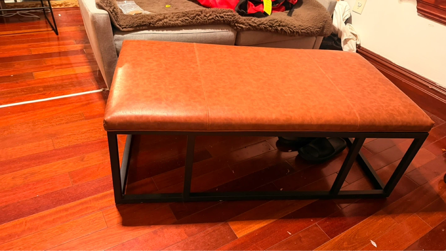 Mid Century Modern Leather Ottoman Coffee Table/ Bed End - photo 3