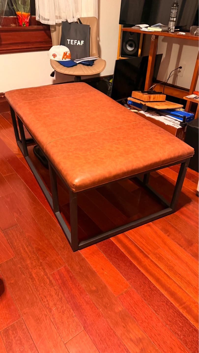 Mid Century Modern Leather Ottoman Coffee Table/ Bed End