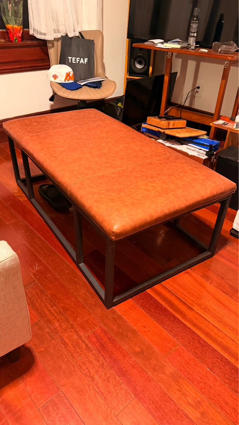 Mid Century Modern Leather Ottoman Coffee Table/ Bed End - photo 2