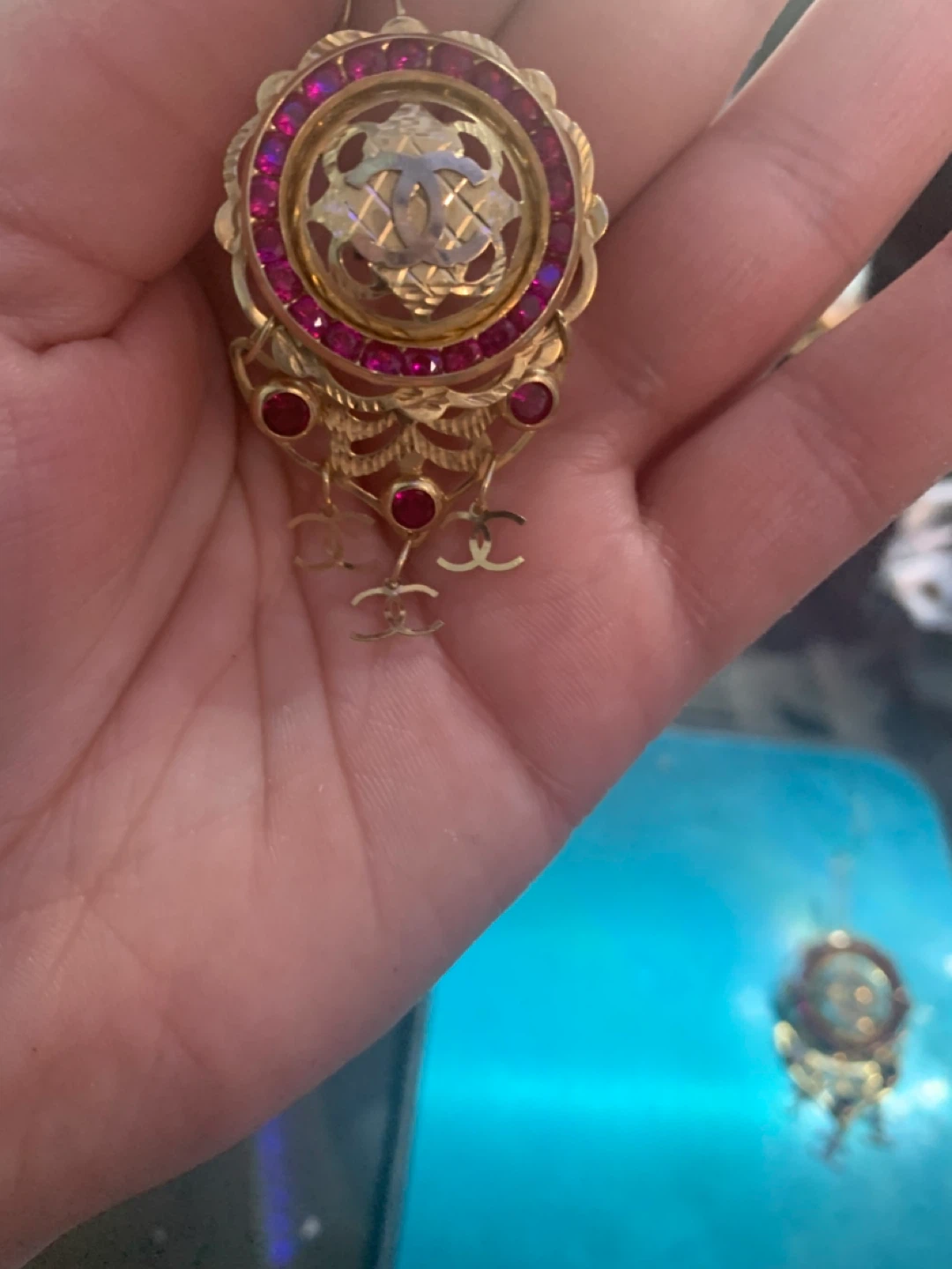14 k Chanel Gold  Earrings with Rubies - photo 4