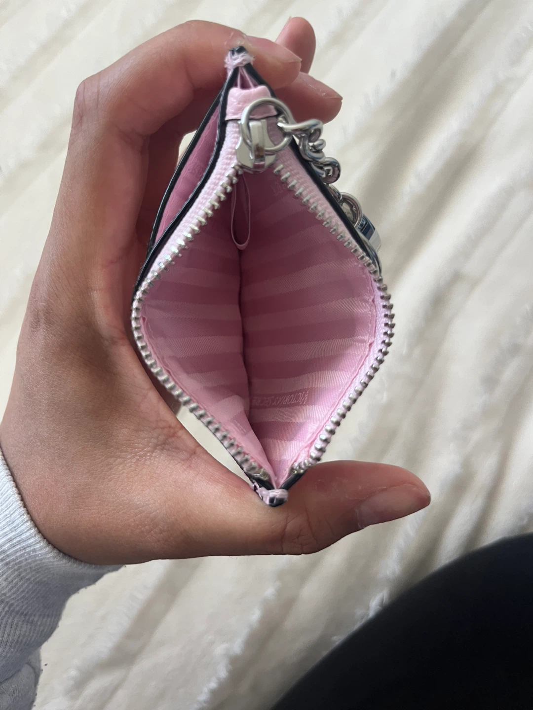 Victoria's Secret Pink Striped Card Holder with Keychain - photo 3
