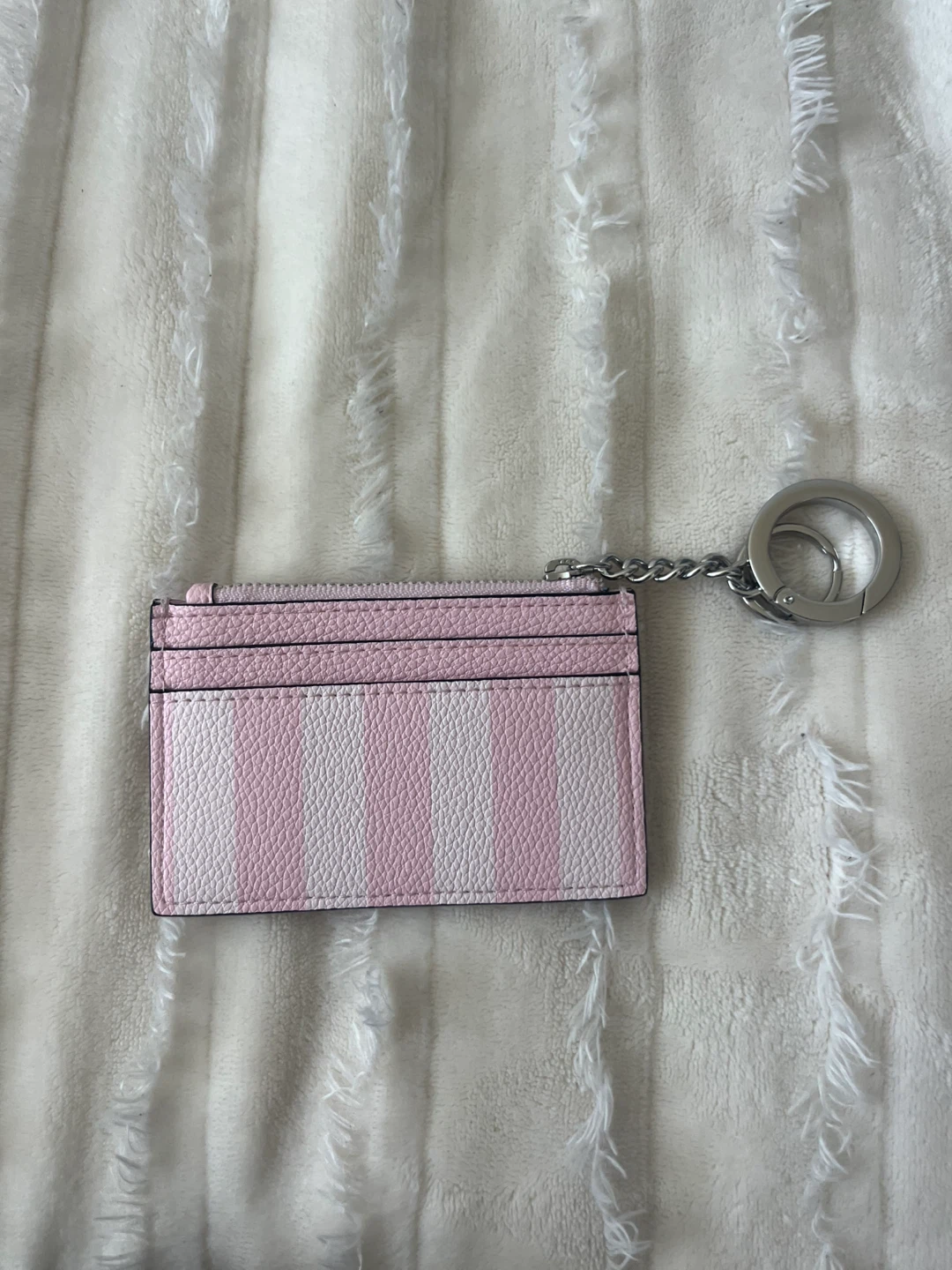 Victoria's Secret Pink Striped Card Holder with Keychain - photo 2