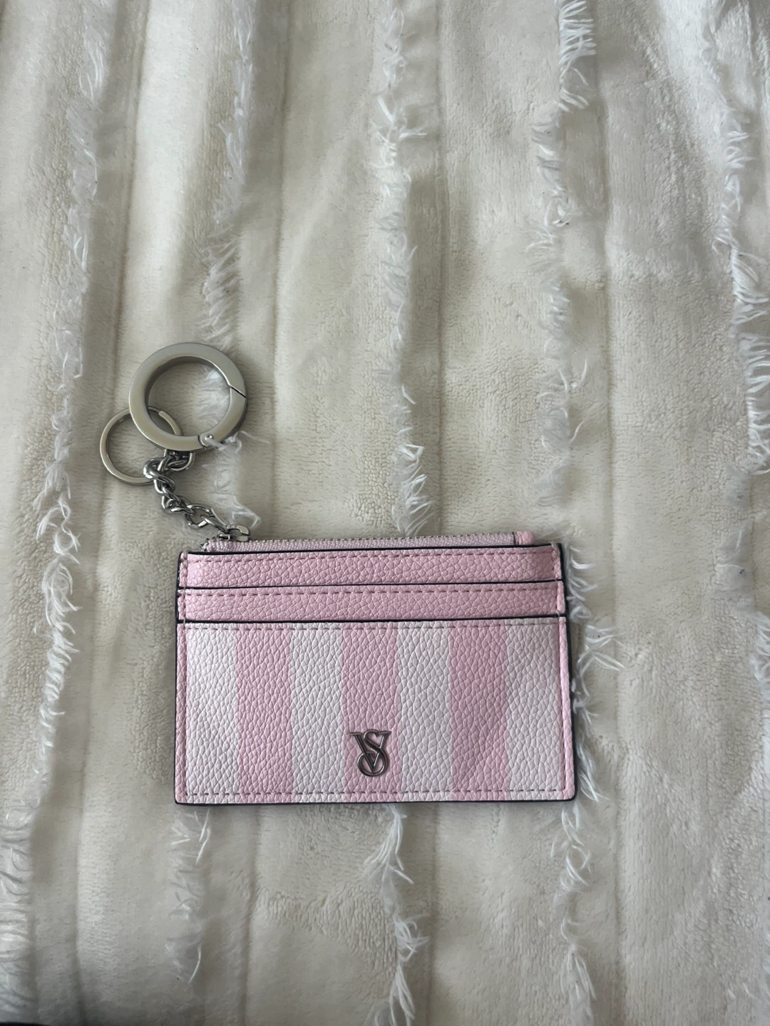 Victoria's Secret Pink Striped Card Holder with Keychain
