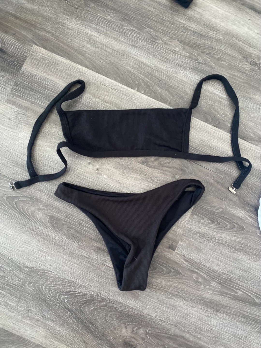 Black Ribbed Bikini Set