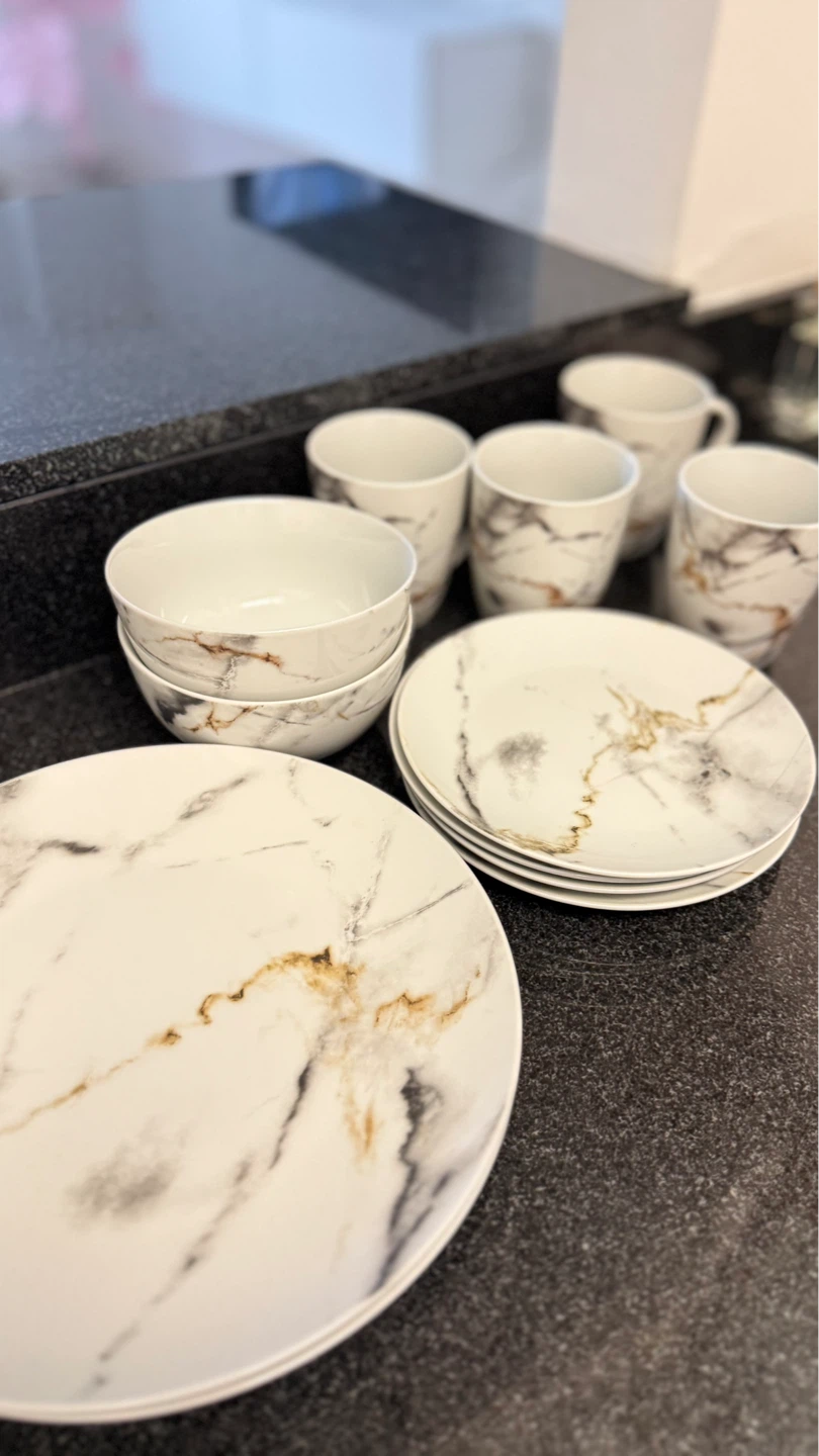 Marble Print Dinnerware Set - 14 Pieces - photo 2