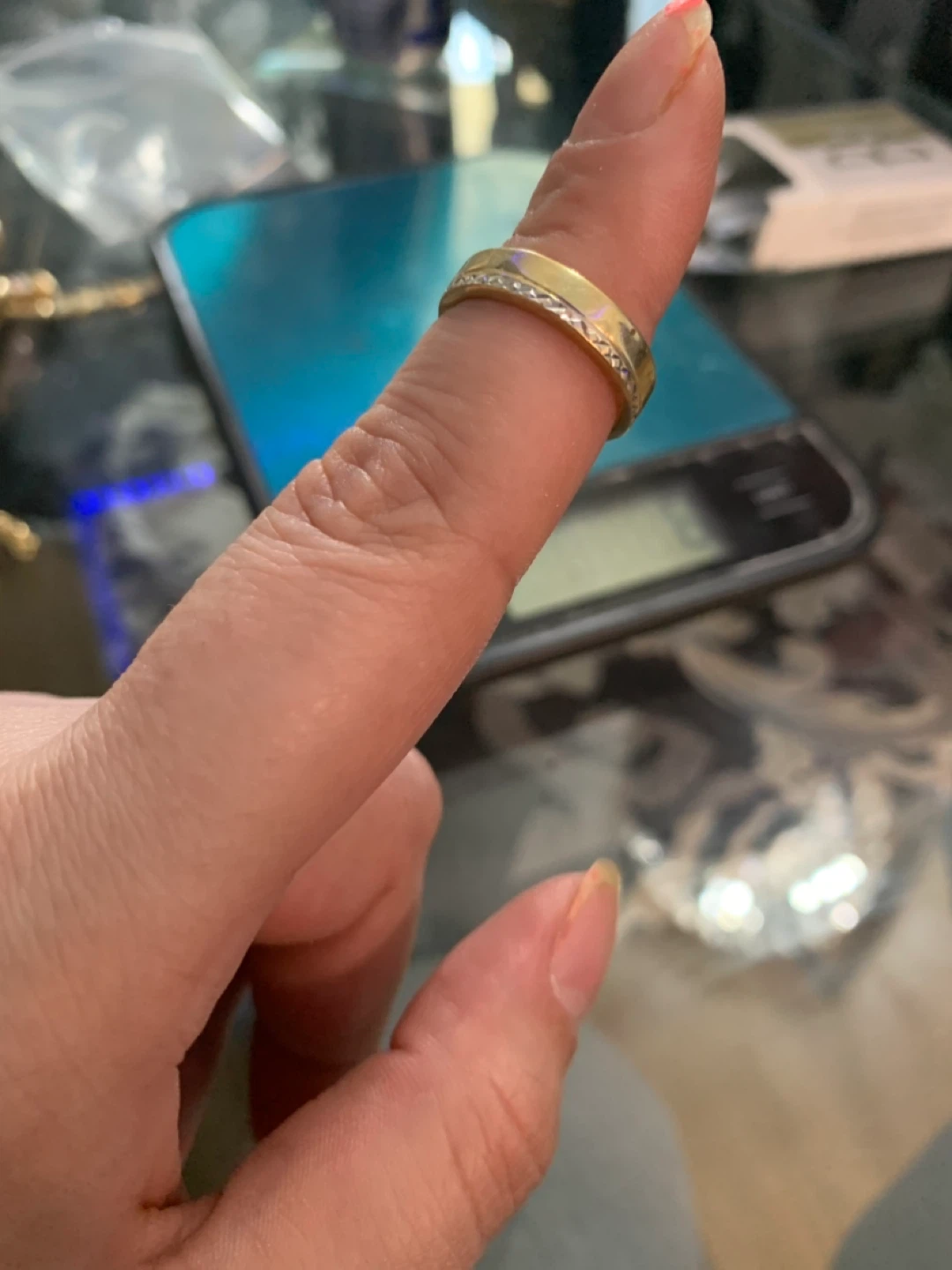 18k Gold Band Ring stamp 750 - photo 2