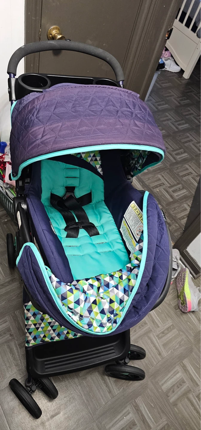 Travel System Stroller and Car Seat Combo - Navy/Teal Geometric - photo 3