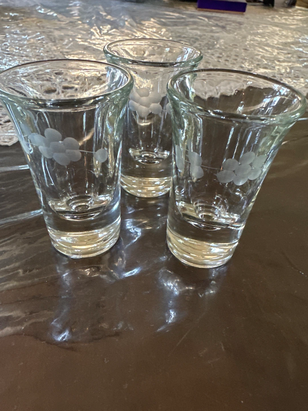 Set of 16 Clear Shot Glasses with Floral Etching - photo 2