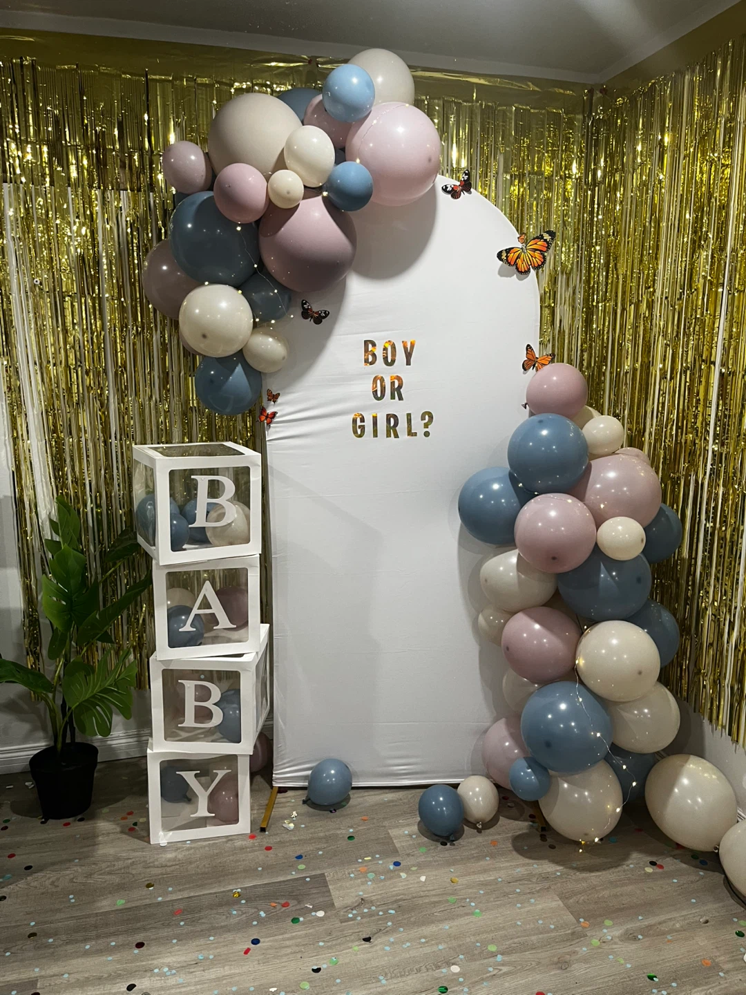 Baby Shower Gender Reveal Balloon Arch & Blocks
