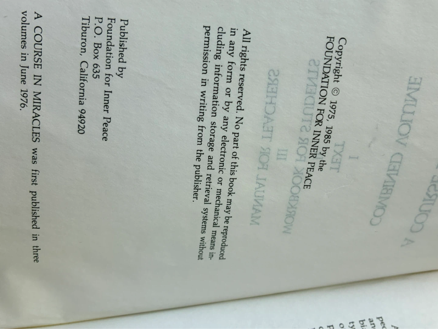 $12 Vintage A Course In Miracles Book: Text, Workbook, Manual - photo 4