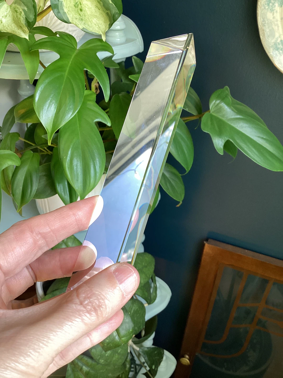 Clear Glass Triangular Prism - photo 3