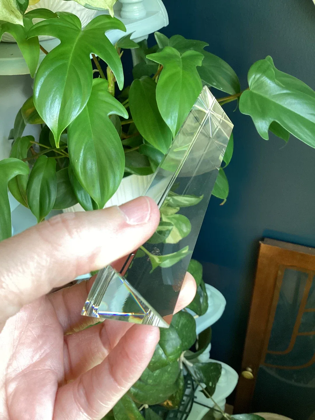 Clear Glass Triangular Prism - photo 2