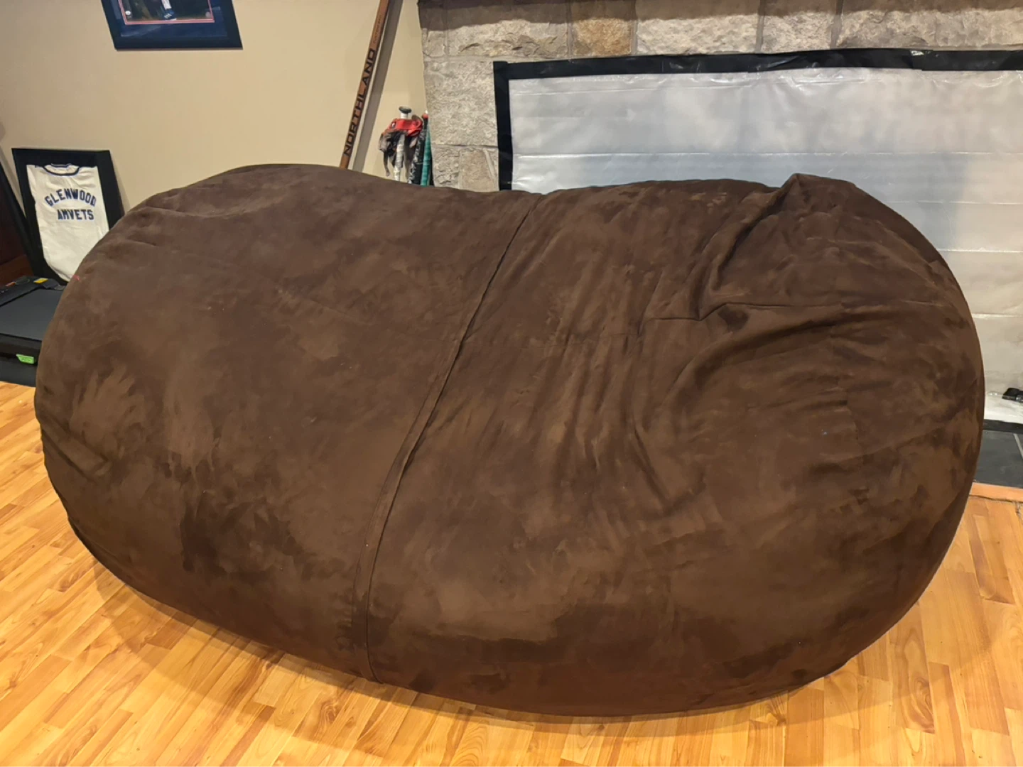 Large Brown Suede Bean Bag Chair
