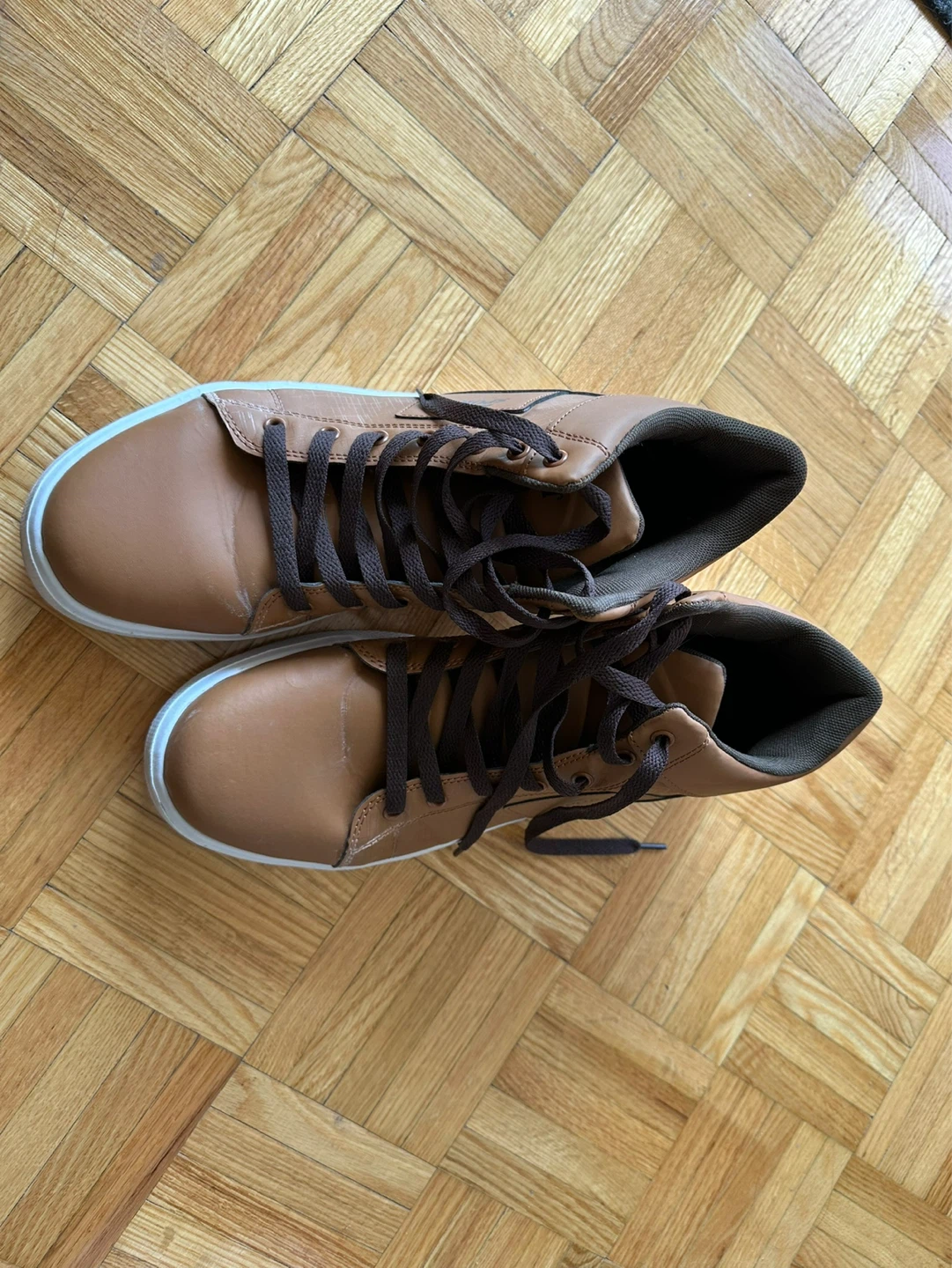 Men’s Brown Leather High-Top Sneakers