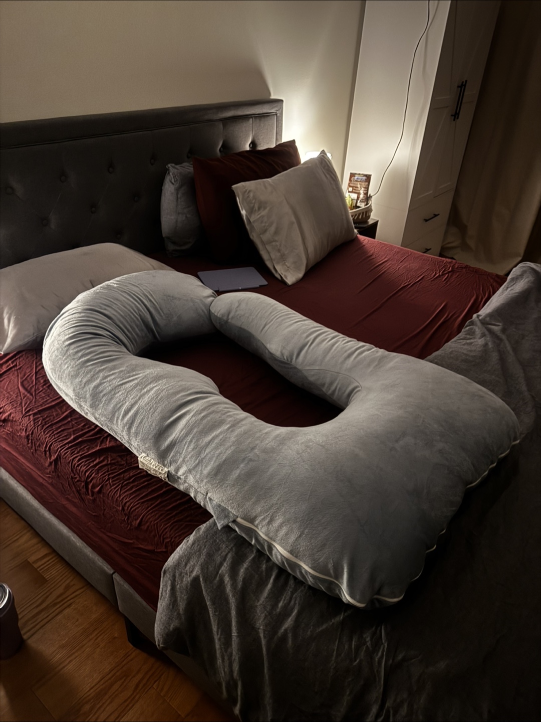 U-Shaped Pregnancy Pillow- Purple Grey colour