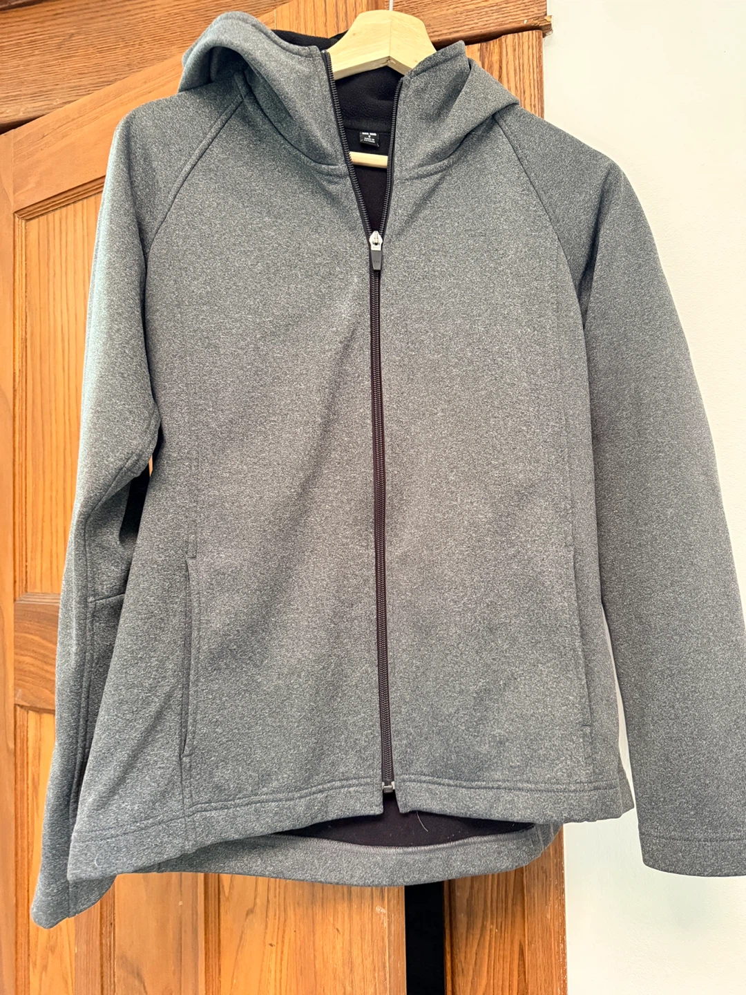 Uniqlo Grey Fleece Lined Hooded Jacket - Small