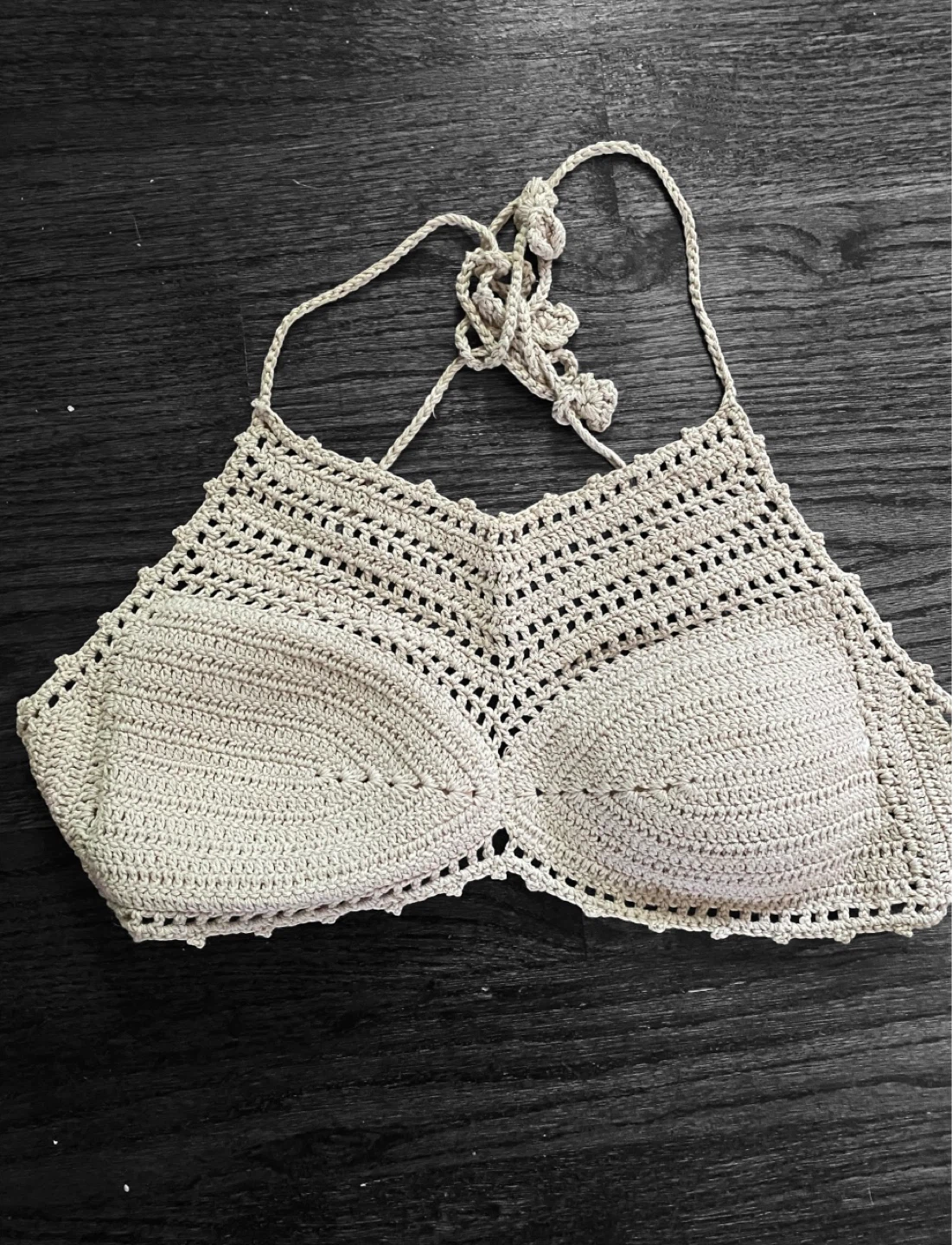 Crochet Beige Top, Size S/M