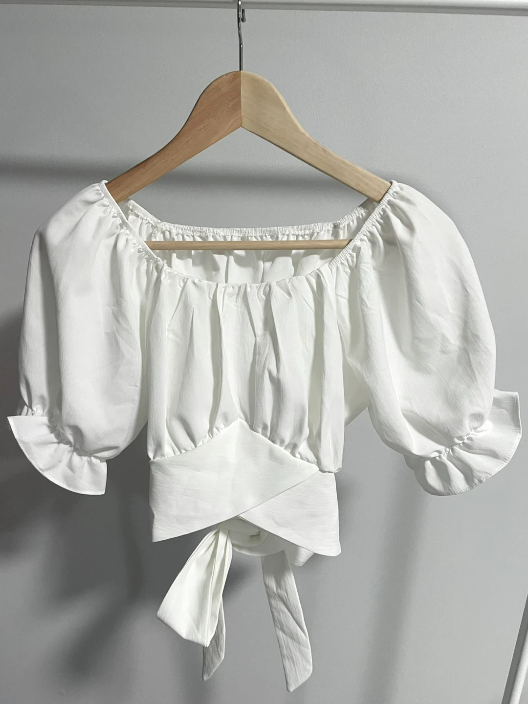 White Puff Sleeve Crop Top - photo 3