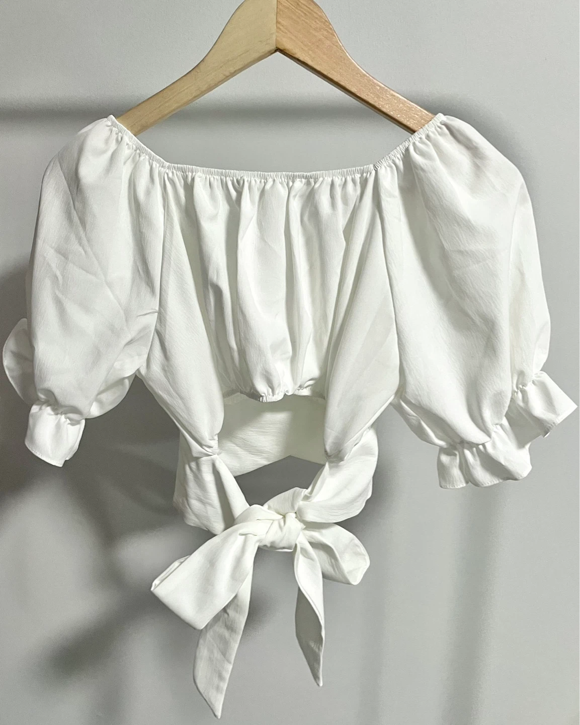 White Puff Sleeve Crop Top - photo 4