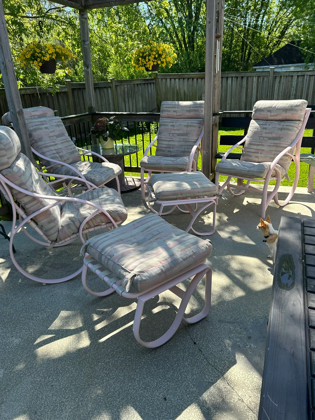 Vintage Patio aluminum Chairs with Ottomans - Set of 4 - photo 5