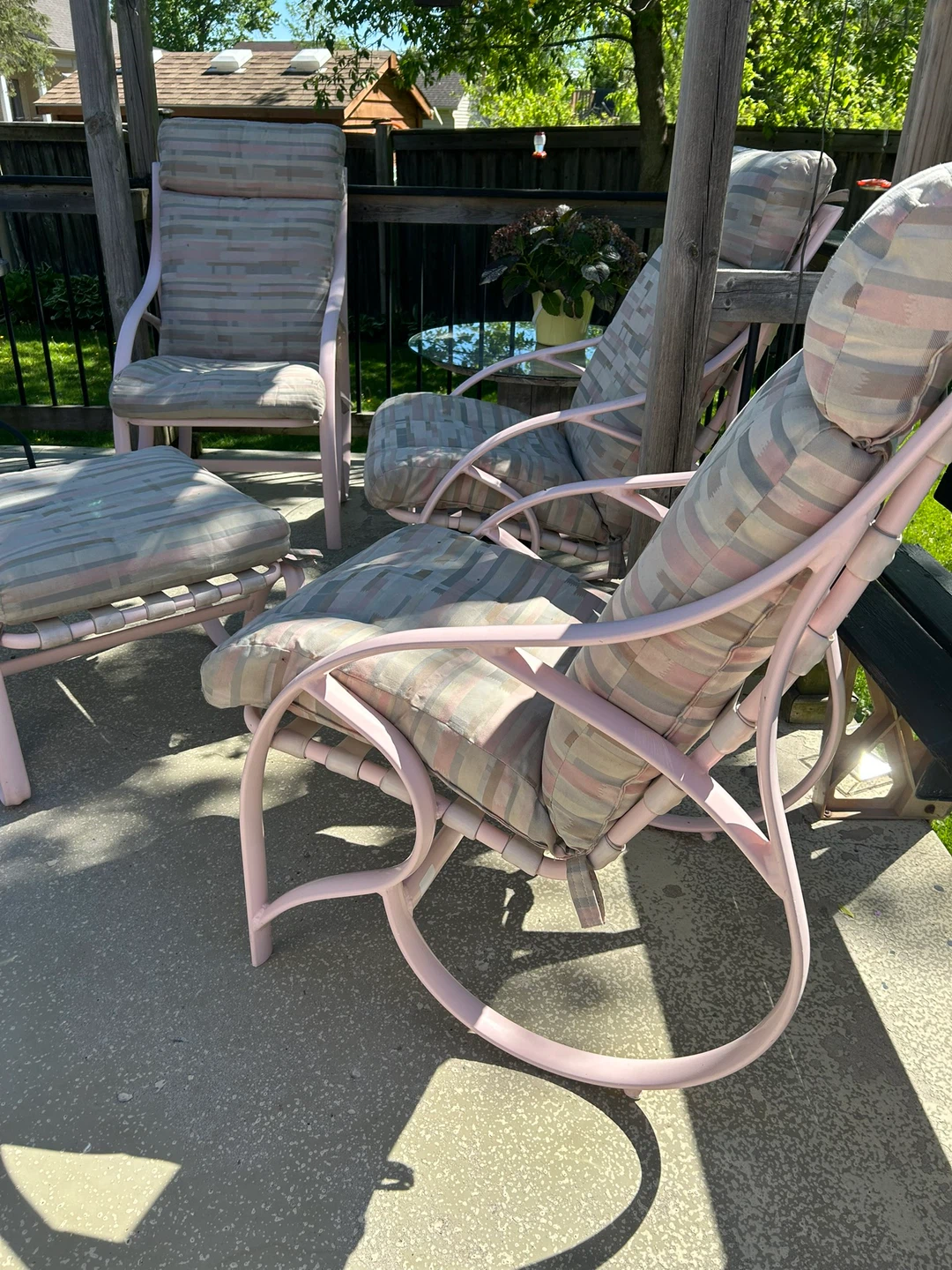 Vintage Patio aluminum Chairs with Ottomans - Set of 4 - photo 2