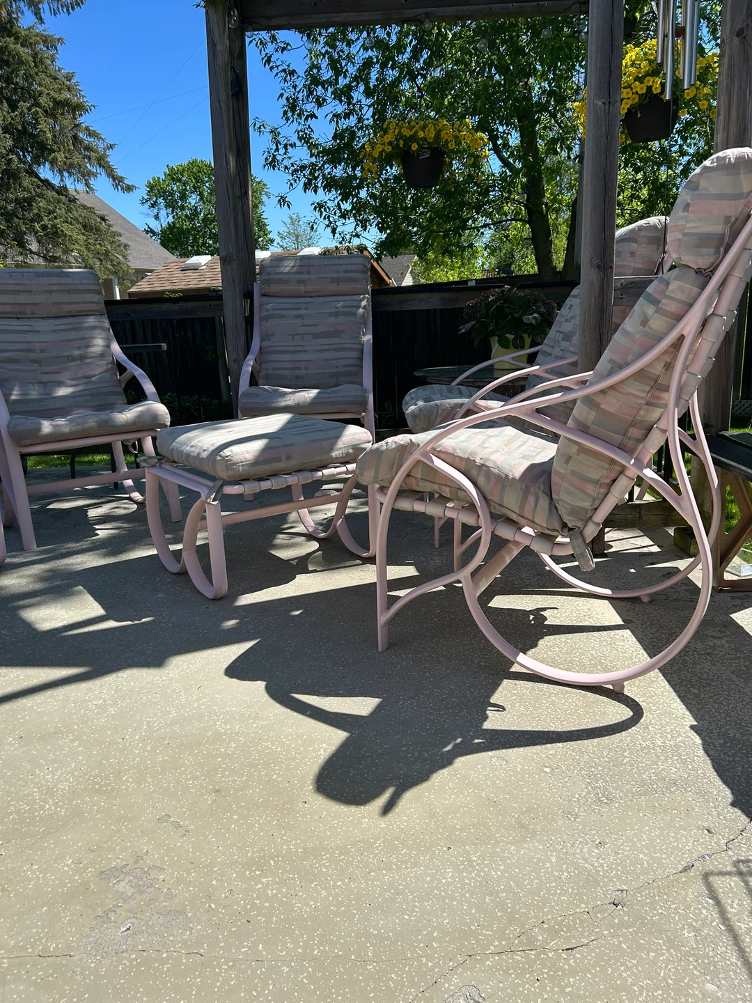 Vintage Patio aluminum Chairs with Ottomans - Set of 4