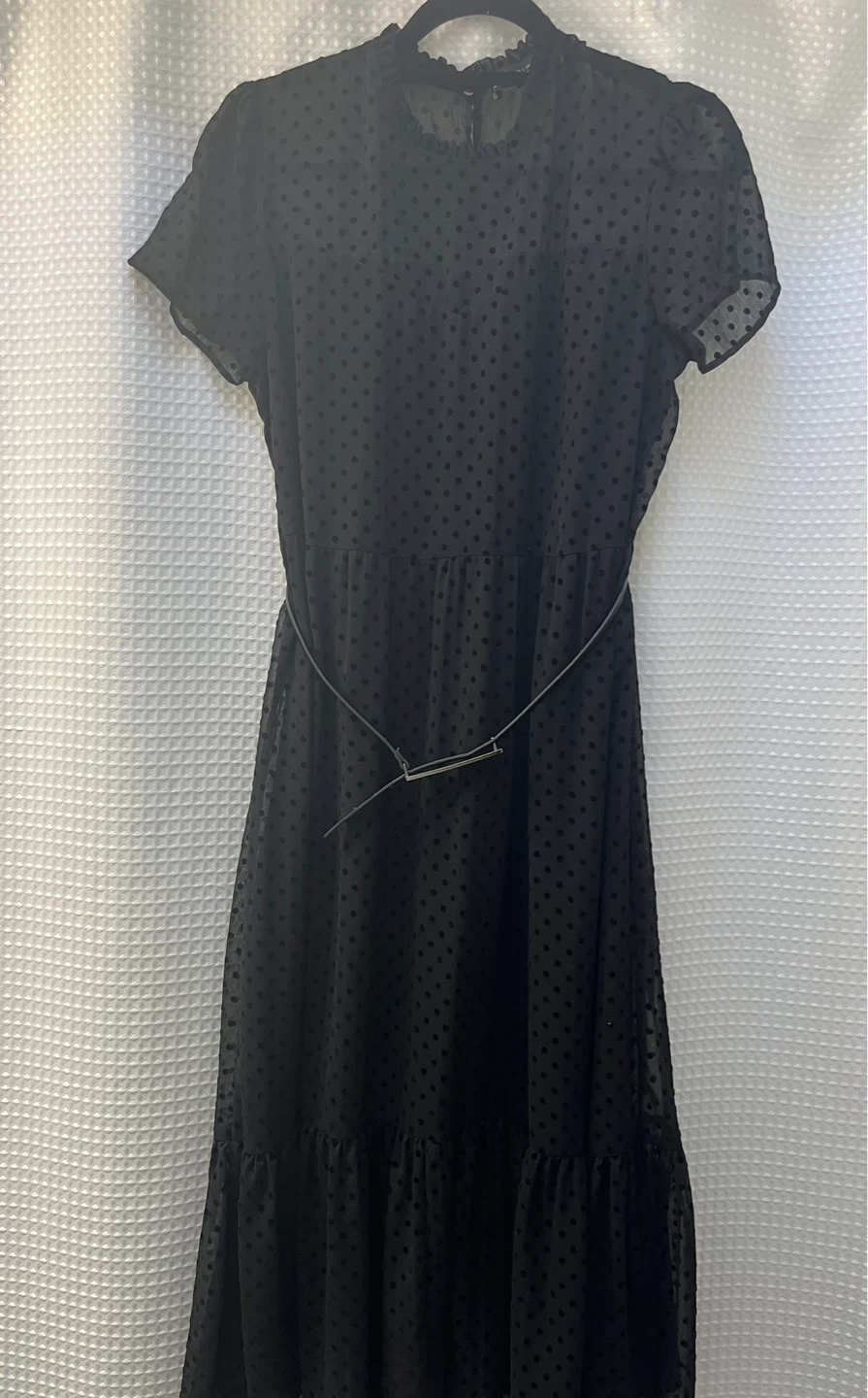 Zara Black polka dot midi dress with belt - photo 3