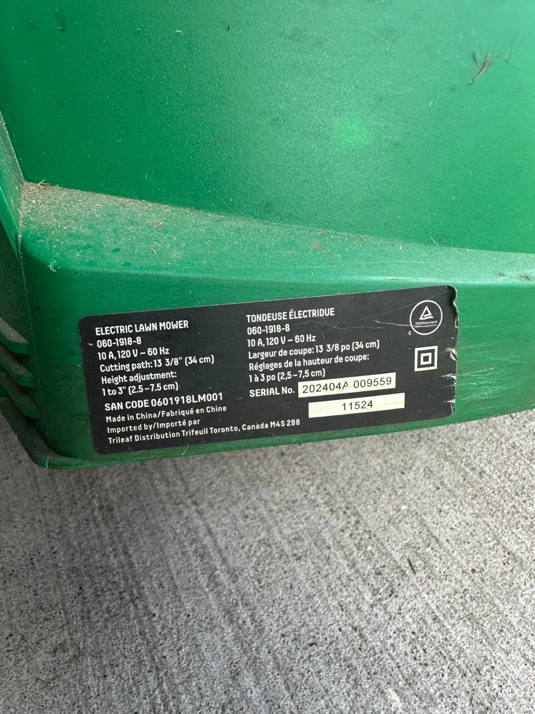 Green Electric Lawn Mower - 13 3/8" Cutting Path - photo 3