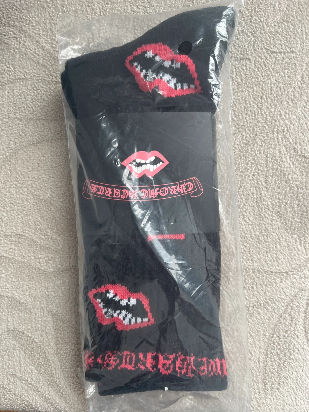 Chrome Hearts Black Socks with Lip Design