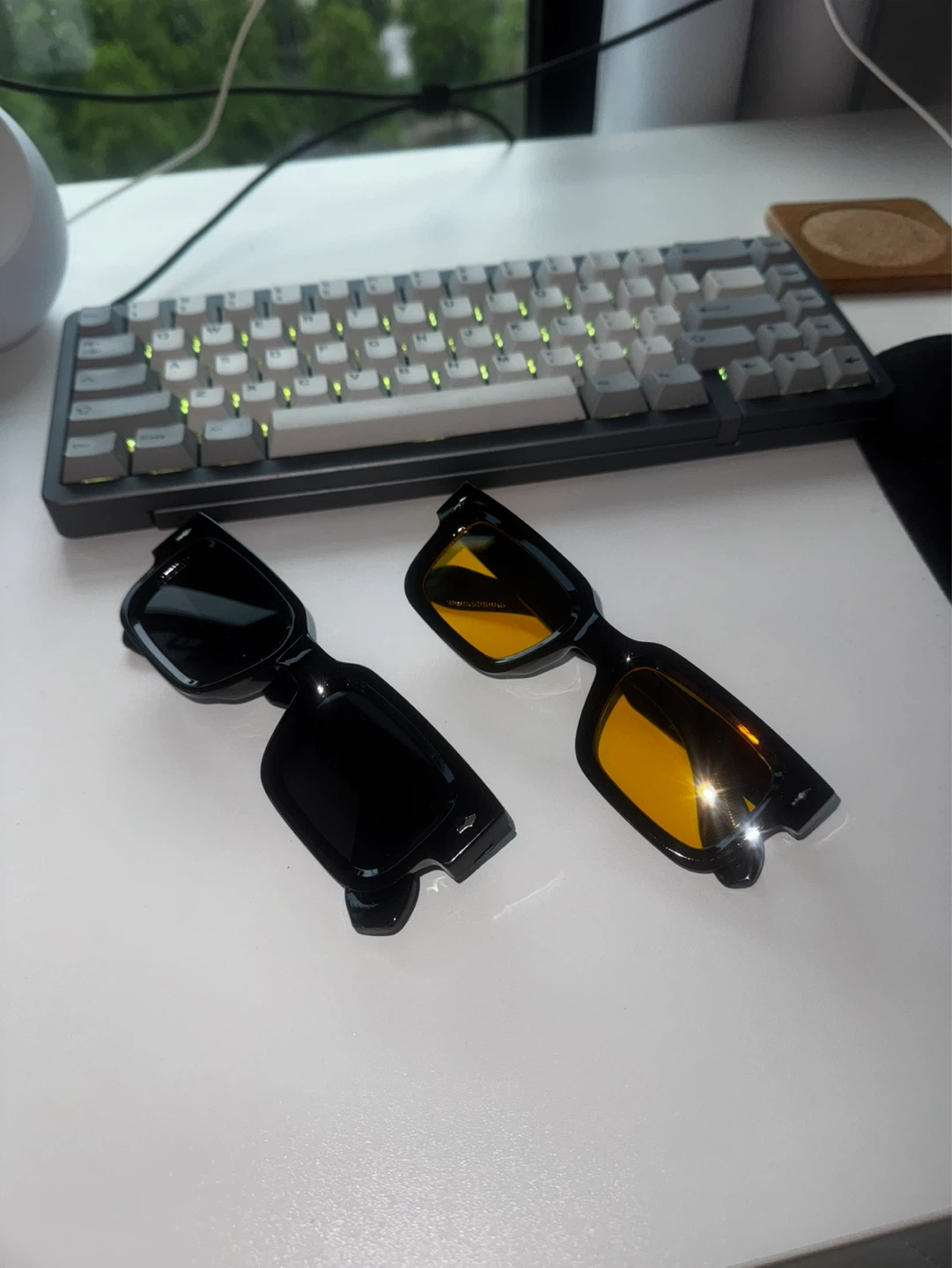 Black Rectangular Sunglasses - Yellow & Grey Lenses - photo 5