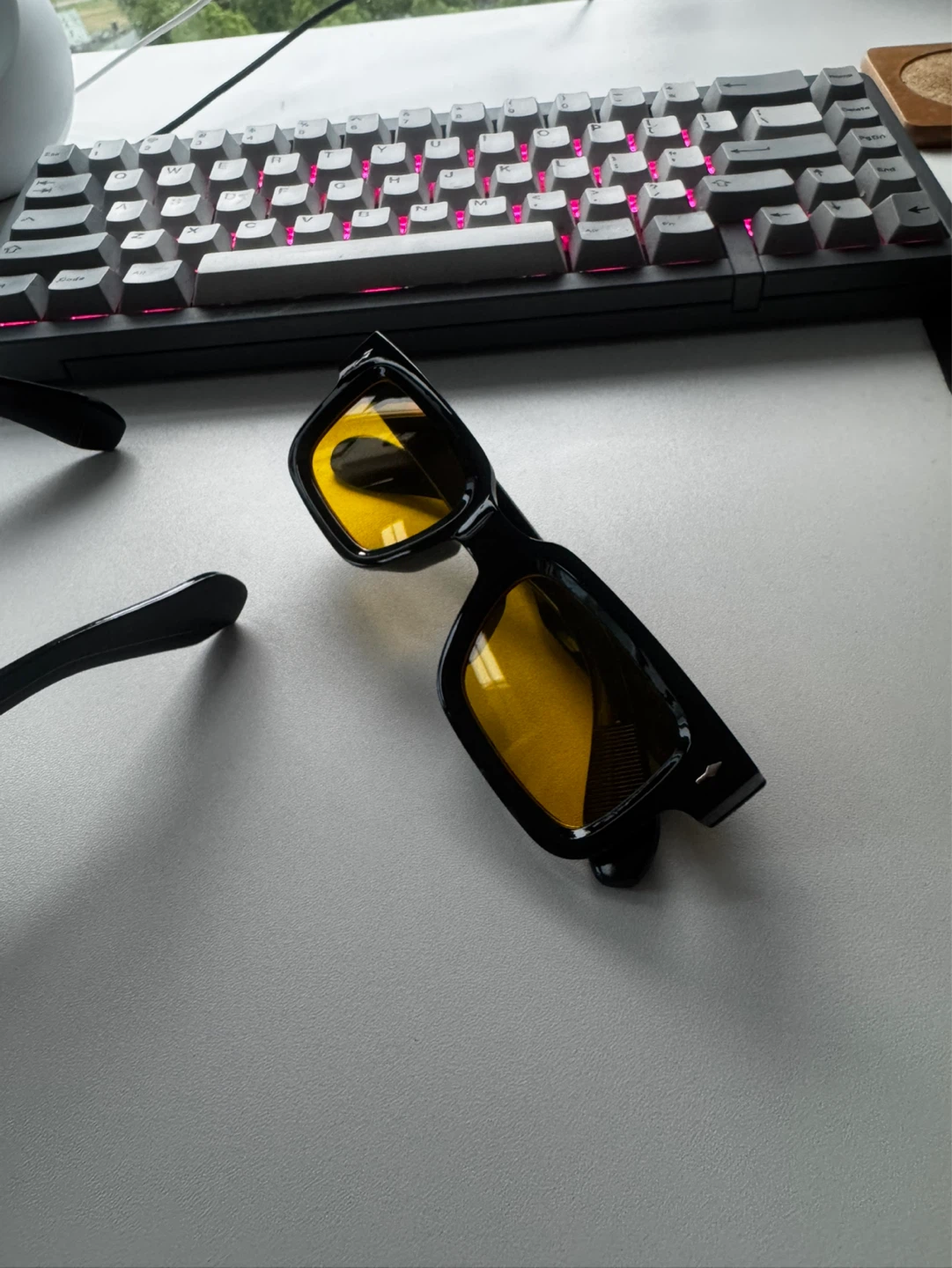 Black Rectangular Sunglasses - Yellow & Grey Lenses - photo 4
