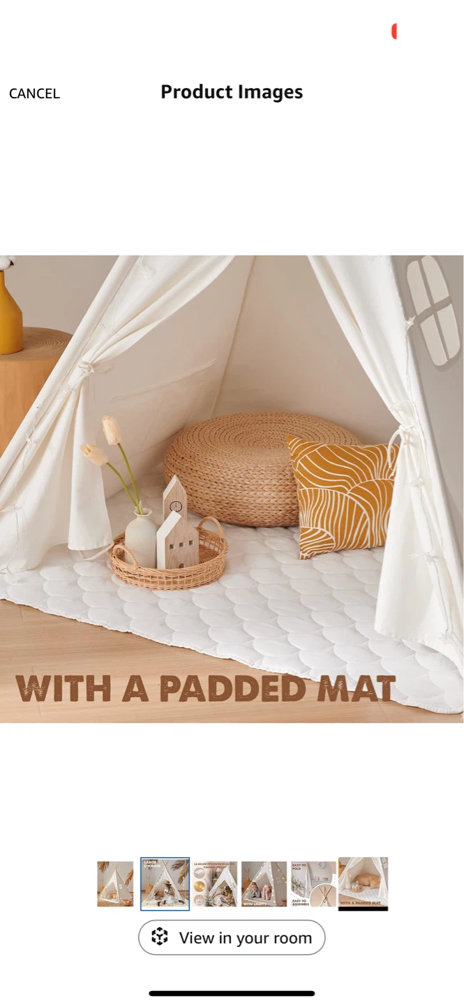 Kids Teepee Tent with Lights and Padded Mat - photo 4