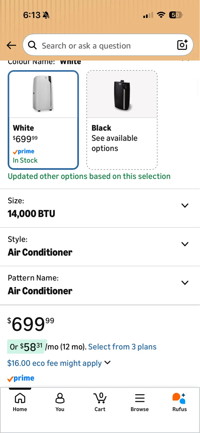 De'Longhi Portable Air Conditioner 14,000 BTU - White - photo 2