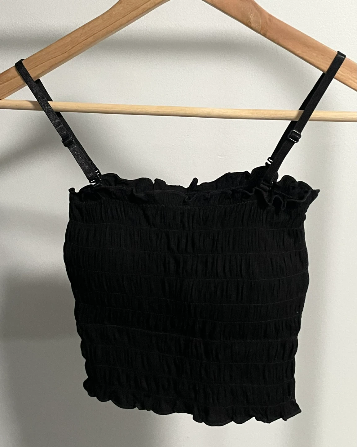 Black Smocked Cami Crop Top - photo 3