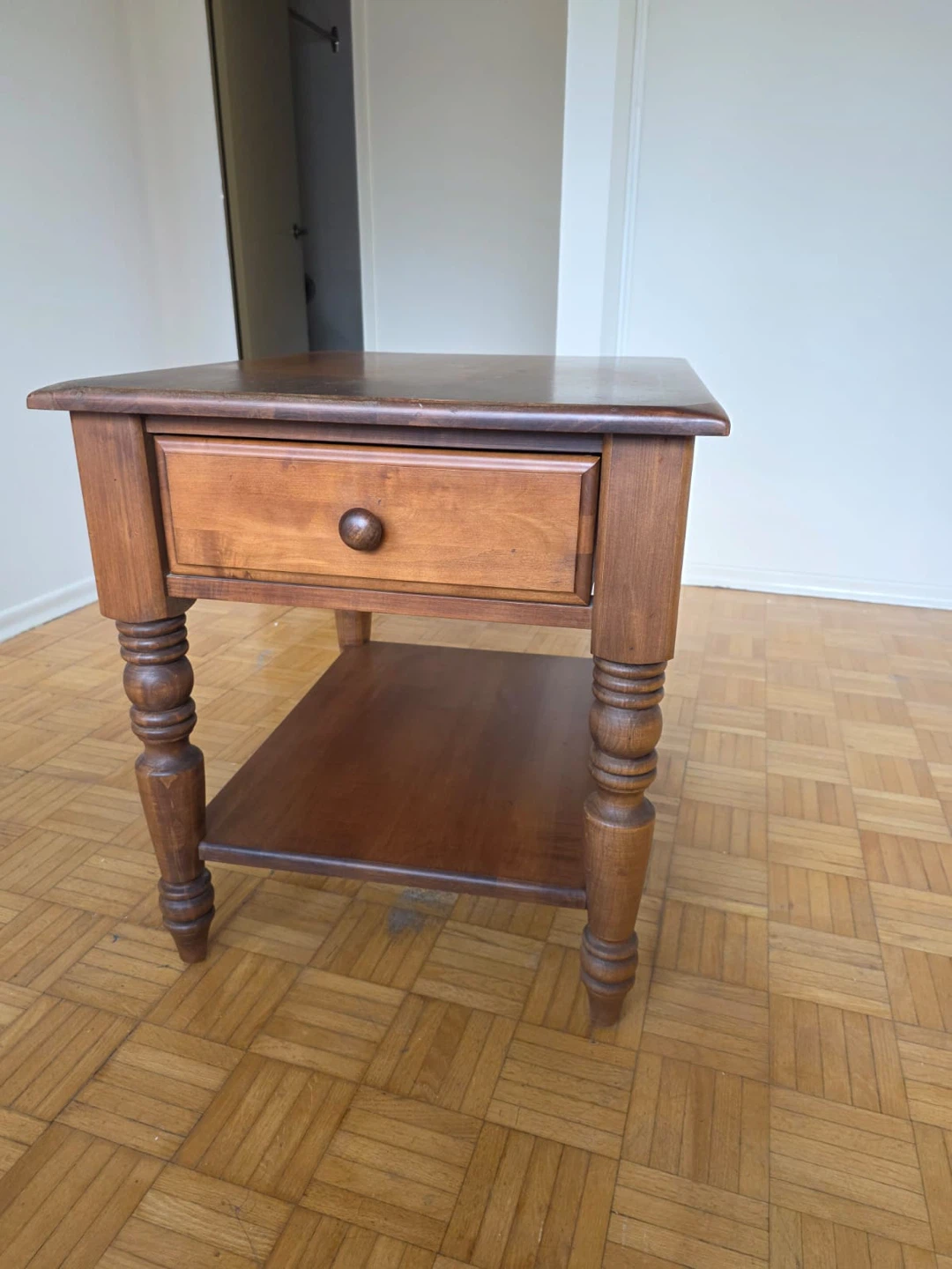 Wooden End Table with Drawer and Shelf - photo 2