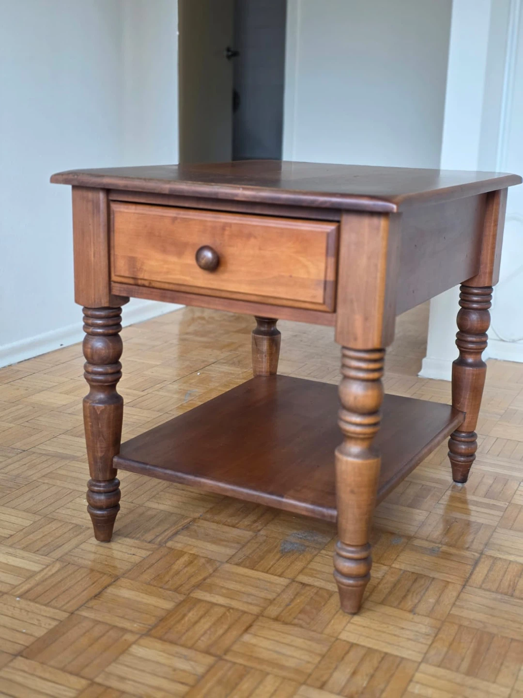 Wooden End Table with Drawer and Shelf