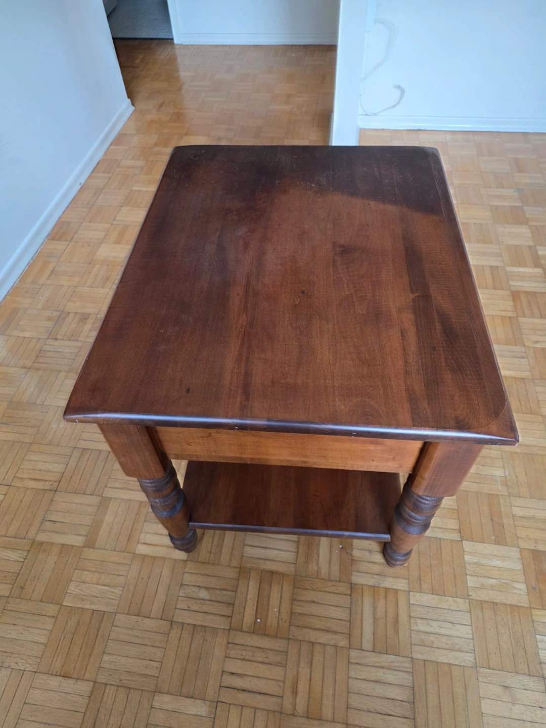 Wooden End Table with Drawer and Shelf - photo 4