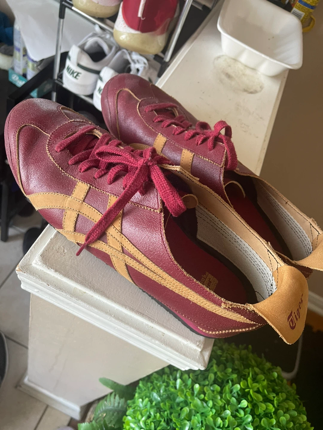 Onitsuka Tiger Burgundy & Tan Leather Sneakers - photo 2
