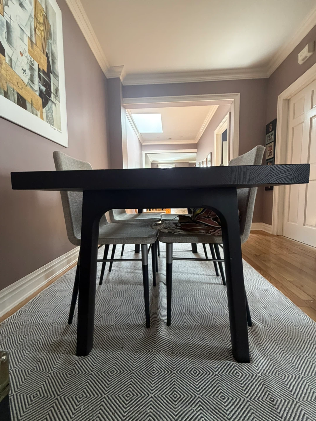Dark Wood Dining Table with 4 Upholstered Chairs - photo 2