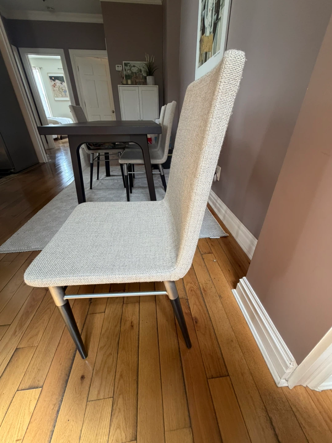 Dark Wood Dining Table with 4 Upholstered Chairs - photo 4