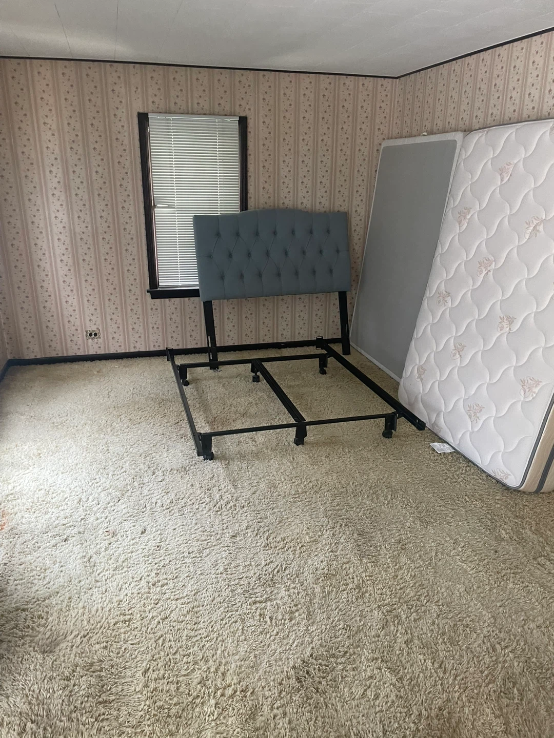Full Mattress with Tufted Headboard and frame