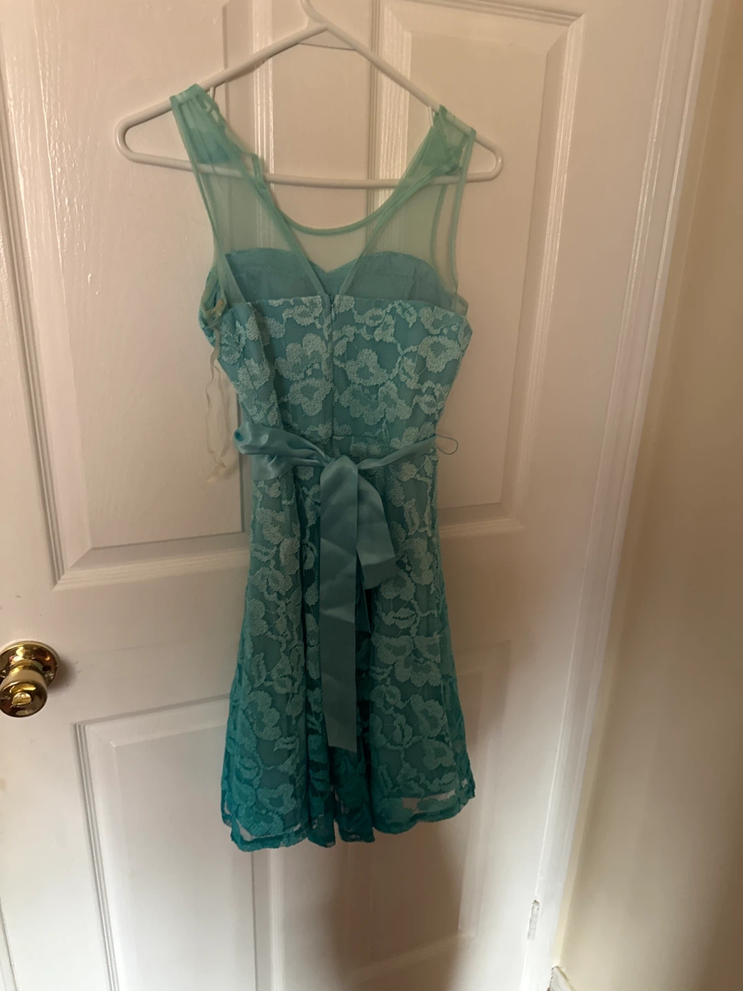 Teal Lace Dress with Sash - photo 2
