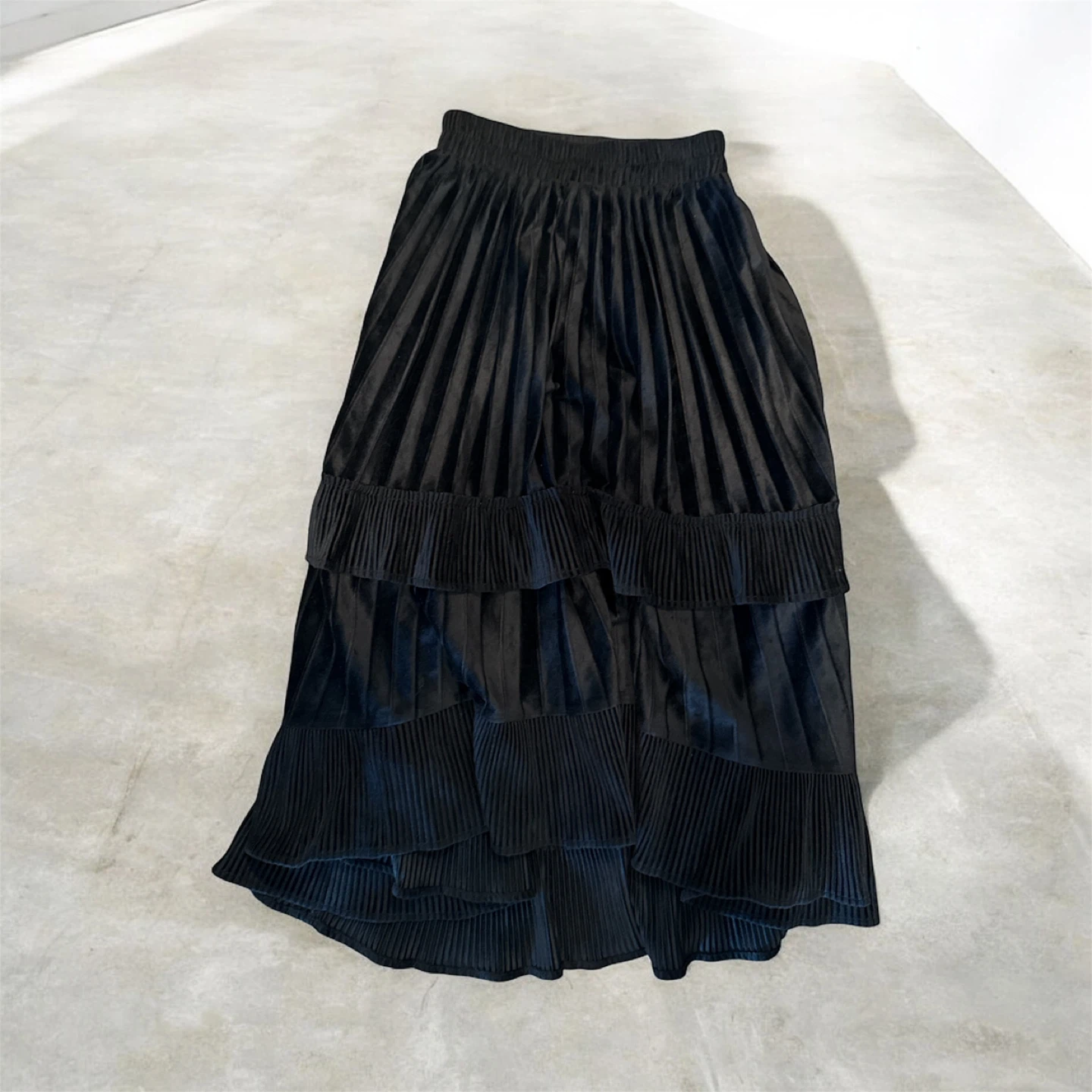 Black Pleated Tiered Dress