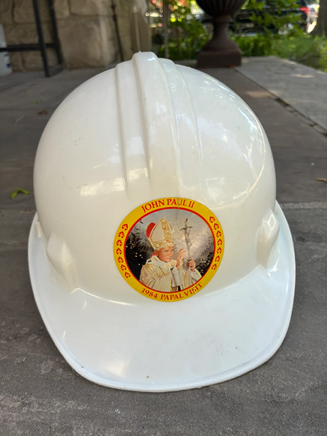 vintage souvenir hard hat Pope John Paul II's 1984 visit TO