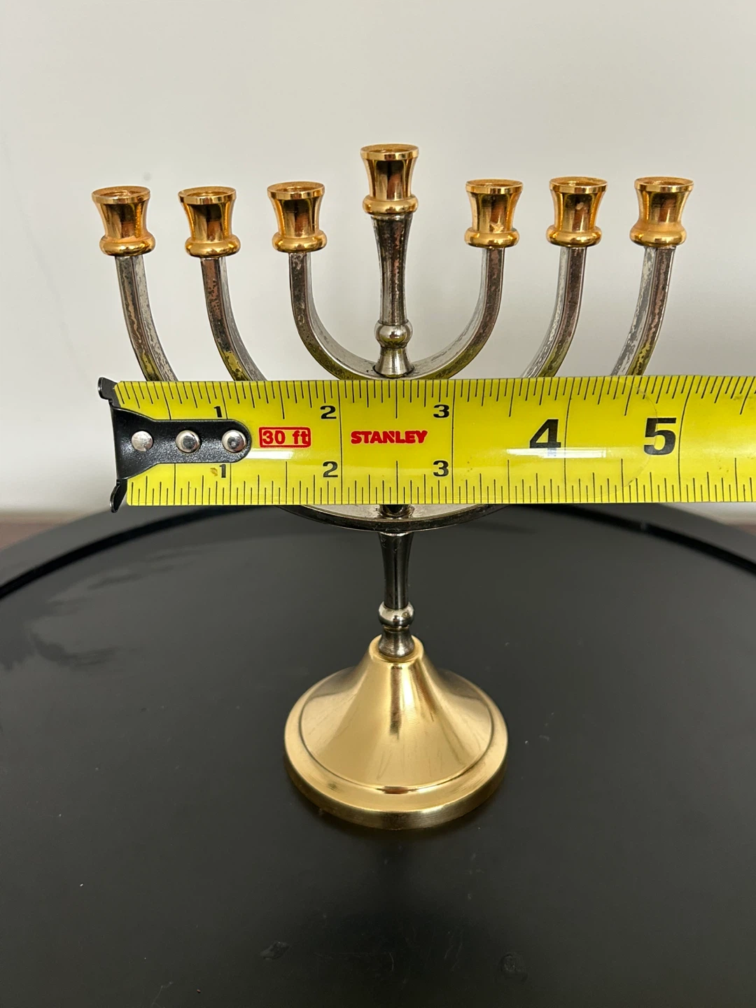 Vintage 7-Branch Brass & Silver-Tone Menorah - photo 4
