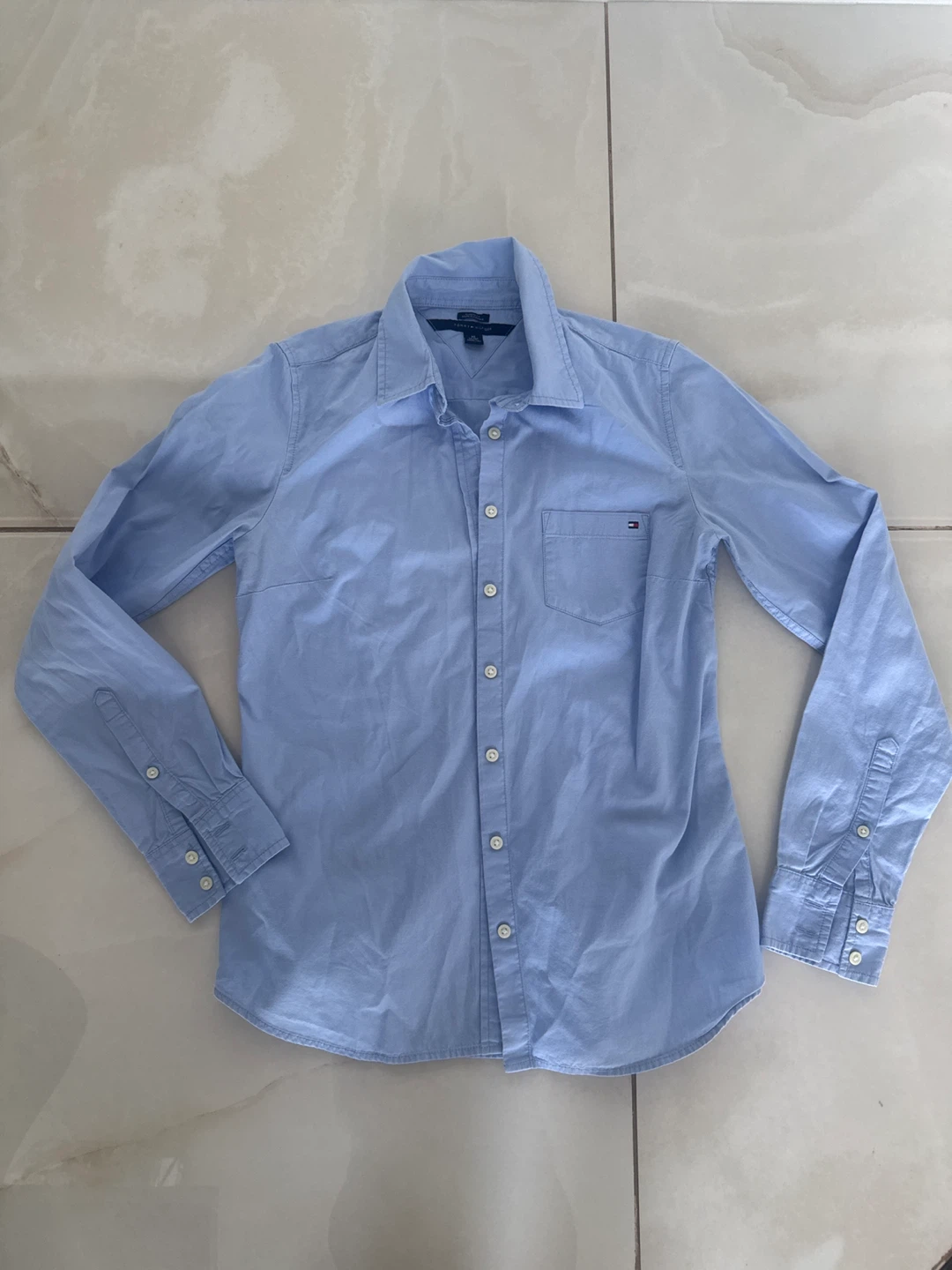 Tommy Hilfiger Classic Fit Button-Up Shirt - Light Blue - XS