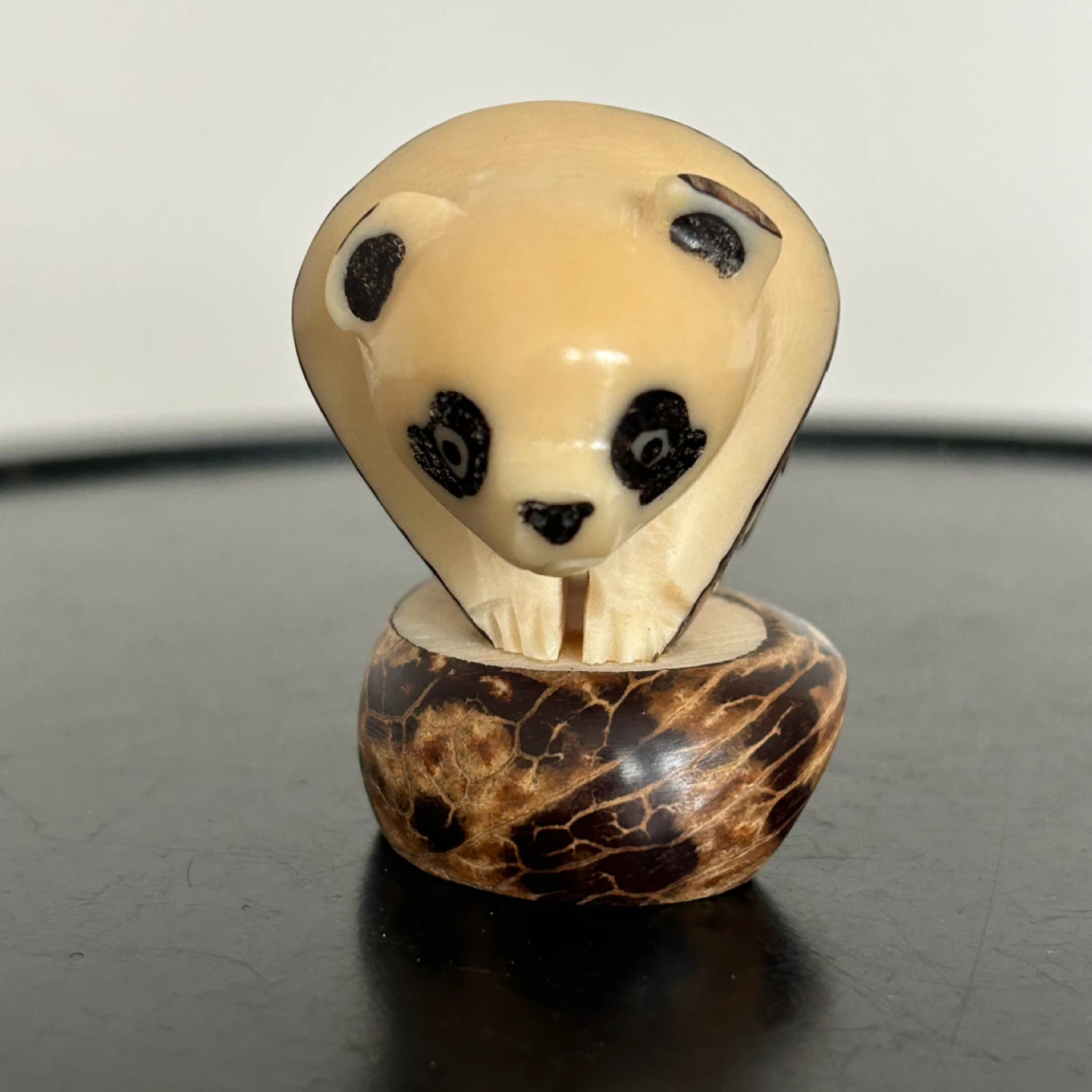 Vintage Tagua Nut Hand-Carved Miniature Panda Figurine - photo 3