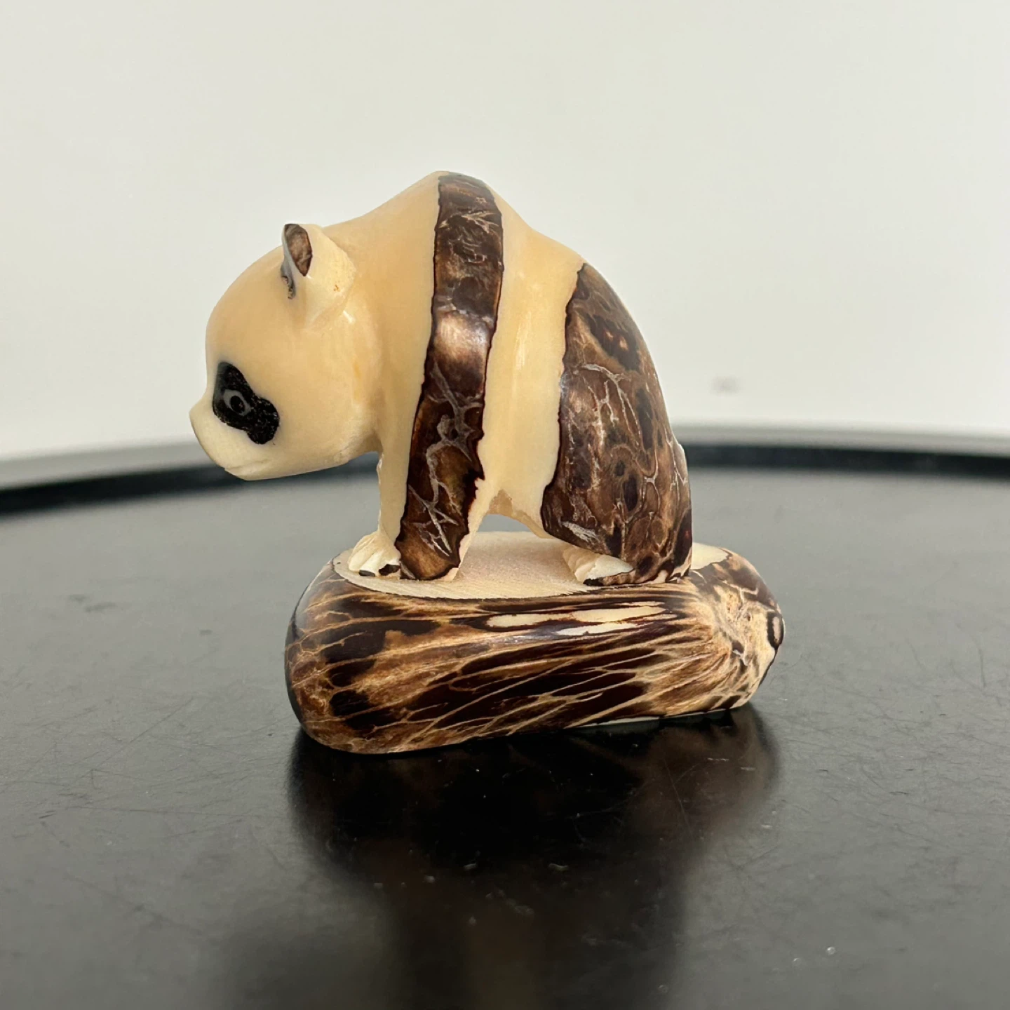 Vintage Tagua Nut Hand-Carved Miniature Panda Figurine - photo 4
