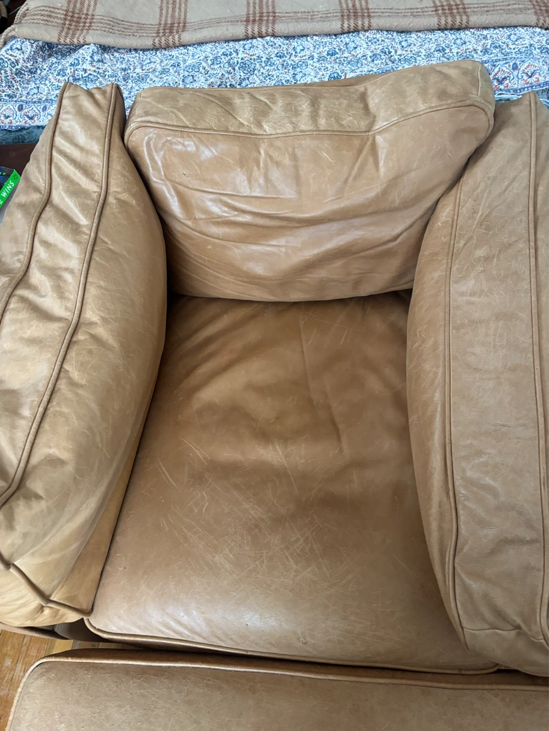 West elm Leather Armchair with Ottoman - photo 5