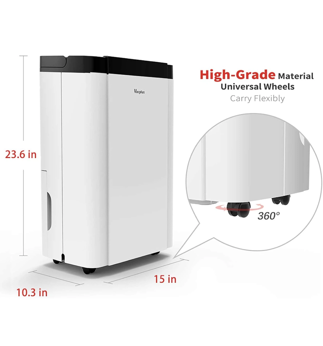 Vacplus Dehumidifier - 60 Pints, 3L Tank - photo 2